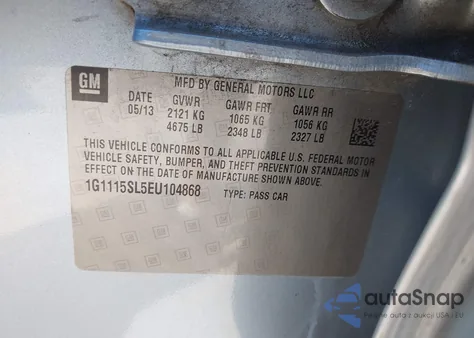 2014 Chevrolet Impala 1Lt from USA, damaged, VIN 1G1115SL5EU104868